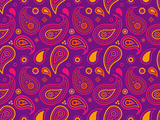 Naklejka premium Indian cucumber rich decoration trend. Material sample by herb vintage. Paisley ethereal swirl east.