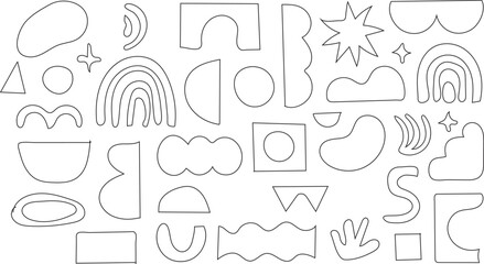 Obraz premium Collection of various shapes and symbols in line art style