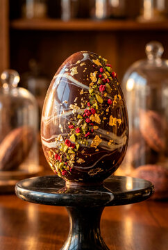 Luxury dark chocolate Easter egg gold leaf