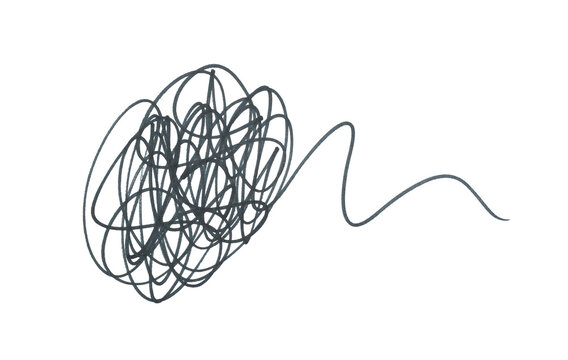Chaotic Black Scribble Line with Long Stroke Isolated on White Background Abstract Hand Drawn Doodle