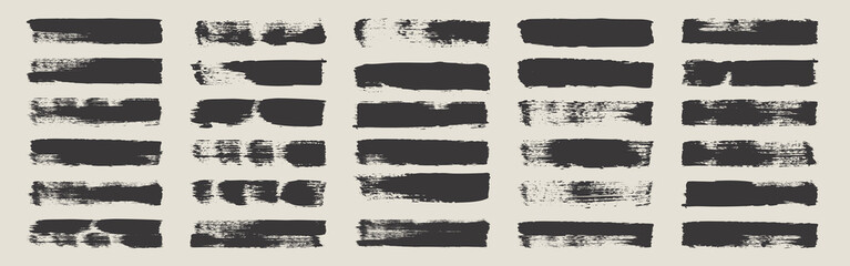 Long grunge brush strokes, lines, ink smudges, hand-drawn scribble shapes. Handmade sketchy marks acrylic stains, charcoal streaks. Paint textures, brush effect. Marker underline. Vector illustration