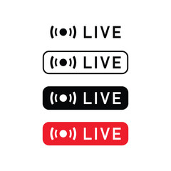 Fototapeta premium Live Broadcast Icon Set – Streaming Signal Vector Design
