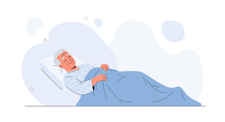 Elderly Man Sleeping in Hospital Bed, Peaceful Rest, Healthcare Concept