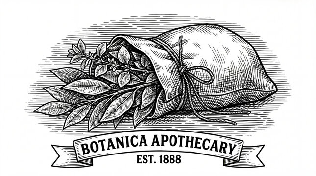 botanica apothecary logo vintage illustration