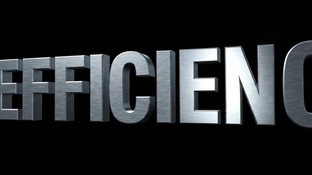 Bold 3D Metallic 'EFFICIENCY' Text on Black Background for Business and Technology Concepts