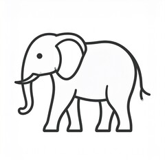 Obraz premium Simple Outline Illustration of an Elephant - A Minimalist Black and White Drawing.