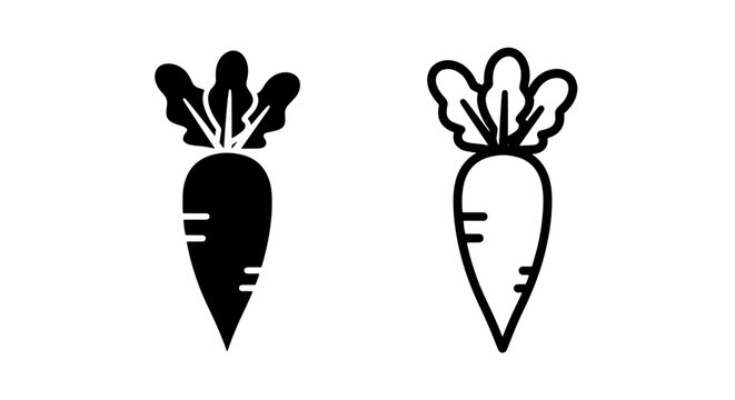 Carrot icon set - fresh root vegetable vector illustration