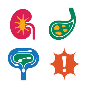 Clinical imaging silhouettes, chest radiograph figure, spleen anatomy, spine icon, physician portrait badge, radiology conference program, case review session