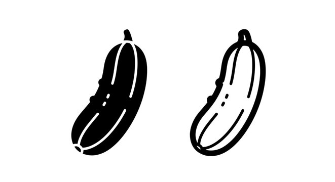 Cucumber icon set - fresh green vegetable vector illustration