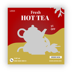 A box of tea  is labeled as tea flyer design 