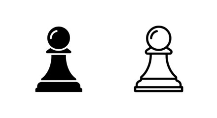 Simple Black Chess Pawn Piece Icon Representing Strategy, Game, and Competition © MdDelowar