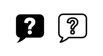 Rounded Square Speech Bubble with Question Mark Icon for Inquiries and Support