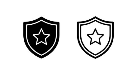 Obraz premium Shield with Star Icon Set for Security, Protection, Quality and Best Rating