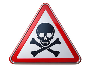 danger sign with skull and cross bones isolated on white background PNG, AI Generated.