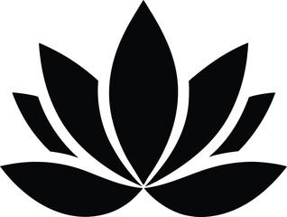 Minimal Lotus Flower Logo Black Silhouette Abstract Floral Icon Design