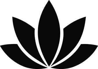 Minimal Lotus Flower Logo Black Silhouette Abstract Floral Icon Design
