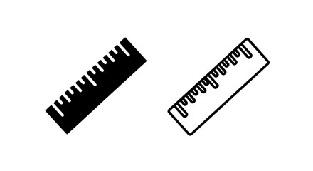 Angled Ruler Icon Set: Precision Measuring Tool Symbols for Education, Design, and Engineering
