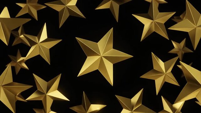 Golden stars scattered on a black background.