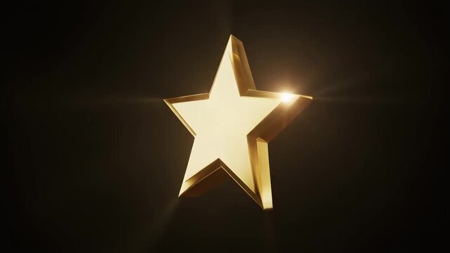 Glowing Golden Star on Dark Background with Shining Effect.