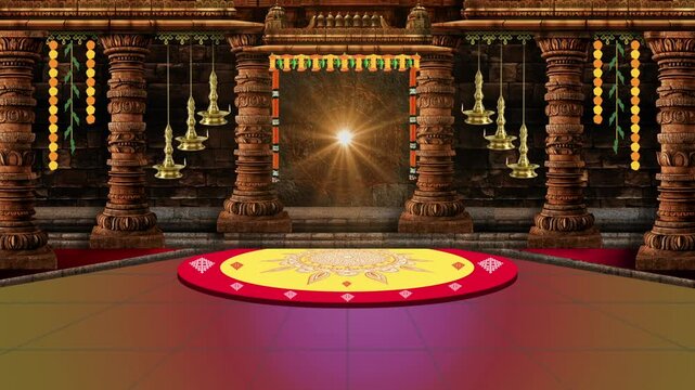 Majestic Indian Temple Stage for Cultural Events