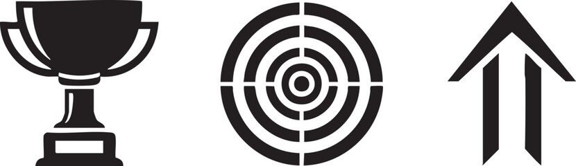 Victory Trophy Award Target Business Motivation Vector Icons