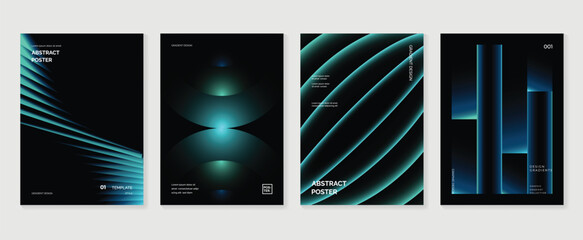 Obraz premium dark neon poster background vector background with black teal blue colors. Modern design for poster, cover, and branding.