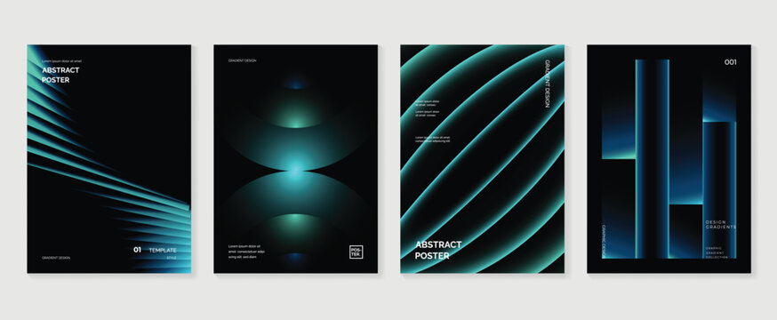 dark neon poster background vector background with black teal blue colors. Modern design for poster, cover, and branding.