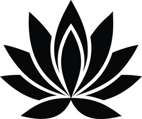 Elegant Lotus Flower Logo Black Silhouette Minimal Floral Icon Design