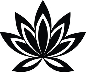 Elegant Lotus Flower Logo Black Silhouette Minimal Floral Icon Design