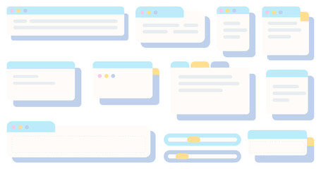 Set of minimal pastel window panels with rounded shapes and soft colors