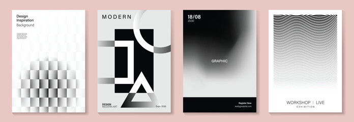 Obraz premium Fluid gradient background vector. Cute and minimalist style posters, Photo frame cover with black and white shapes and liquid color. Modern wallpaper design for social media, idol poster.