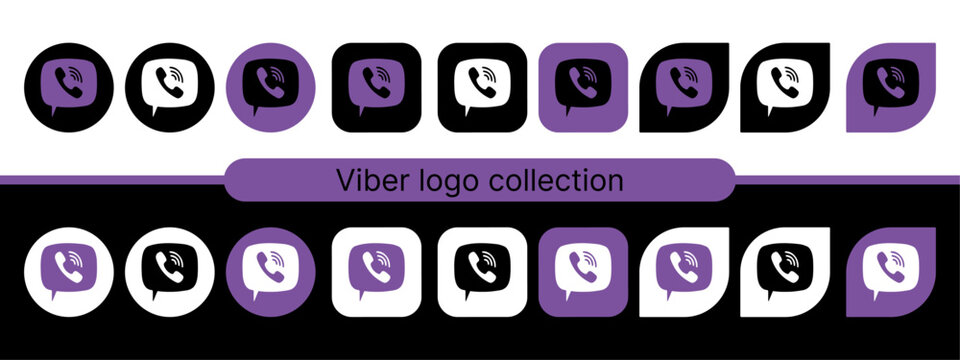 Viber logo icon vector set.	