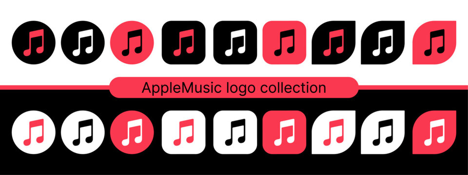 AppleMusic logo icon vector set.	