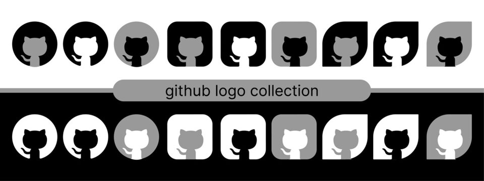 github logo icon vector set.	