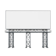 Obraz premium Blank billboard structure with metal supports isolated on transparent background