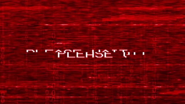 Animated Please wait text on red distortion background