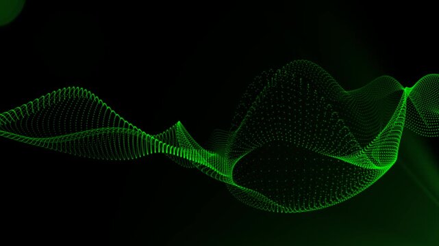 Abstract colorful motion animated geometric tech wave background with green light flickering