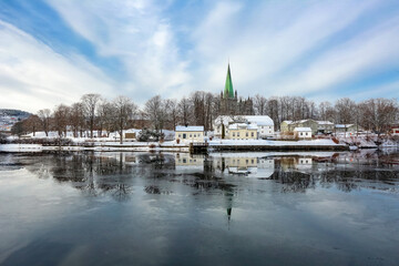 The cathedral Nidarosdomen in Trondheim in the winter