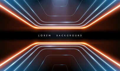 Naklejka na ściany i meble Red and blue neon light lines Background