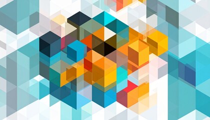 Vibrant isometric geometric cubes forming a dynamic firefly shape