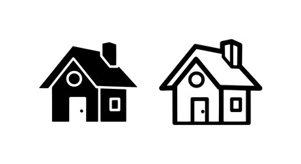 Fototapeta premium Classic house icon with a chimney and door, representing home, property, and residential buildings.