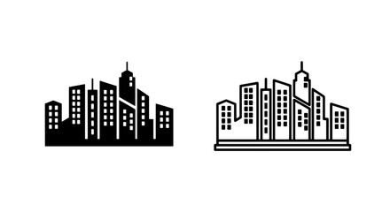 Obraz premium Modern Cityscape Skyline with Skyscrapers Urban Architecture and Downtown Business Icons