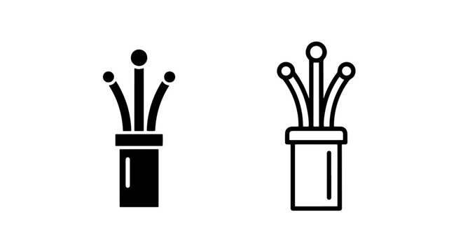 Fiber optic cable core and wire connector icon set representing high-speed data networking and technology