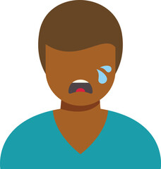 Crying person icon having tears on face, showing sadness and disappointment
