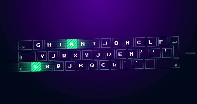 HUD sphere and rings animating on load, keyboard fading, keys scanning left-right for UI demo