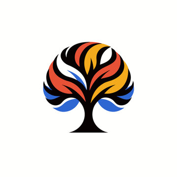 abstract tree with colorful leaves