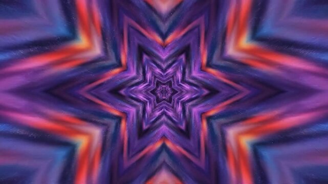 Vibrant kaleidoscopic star tunnel with psychedelic color patterns