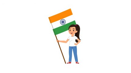 A person holding an indian flag with pride and joy.