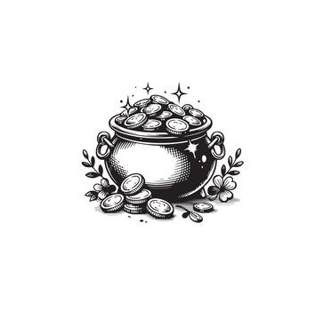 Pot of gold vector sketch