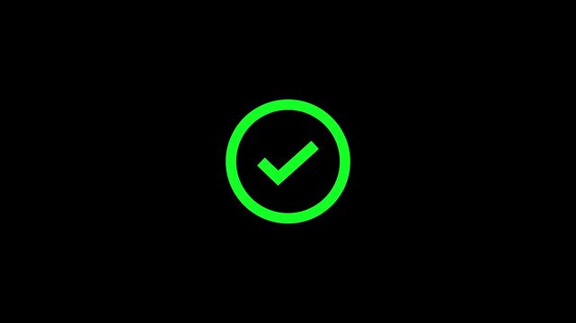 Green check mark icon on black background
